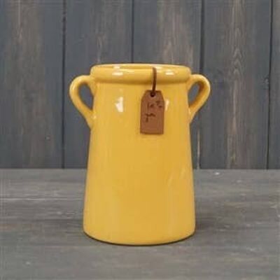 Yellow Ceramic Vase 14cm