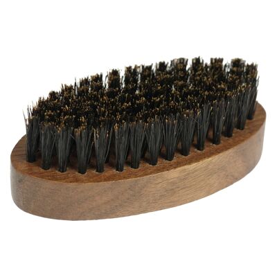 Brosse à barbe, bois de noyer, poils purs, longueur : 8,4 cm