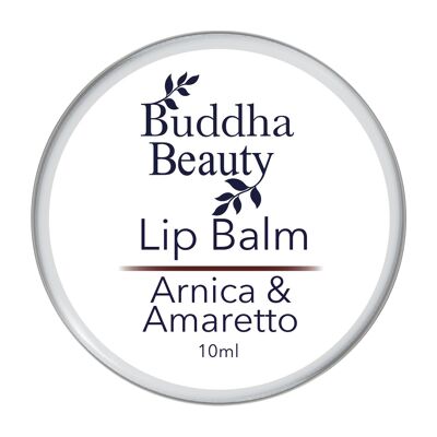 10 ml di balsamo per labbra all'amaretto con olio di arnica, burro di karitè e olio di cocco