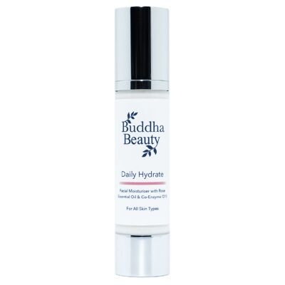 Crème de Jour Bio Daily Hydrate 50 ml à la Rose & Co-Enzyme Q10 - Tube Airless Chrome