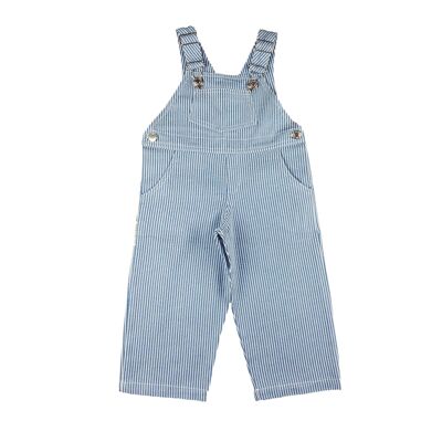 Salopette unisex in twill a righe rosse/bianche