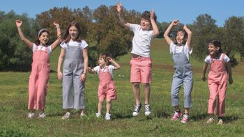 Red/White Striped Twill Unisex Overalls 4