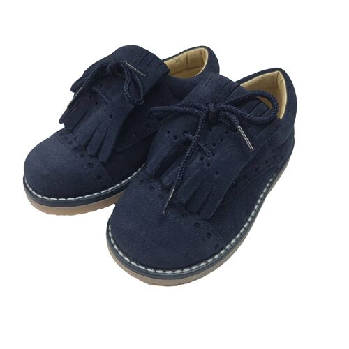 Blue leather shoes with frinjes and laces