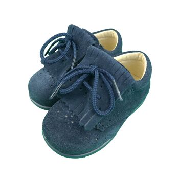 Blue leather shoes with laces and flexible sole 1