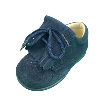 Blue leather shoes with laces and flexible sole 3