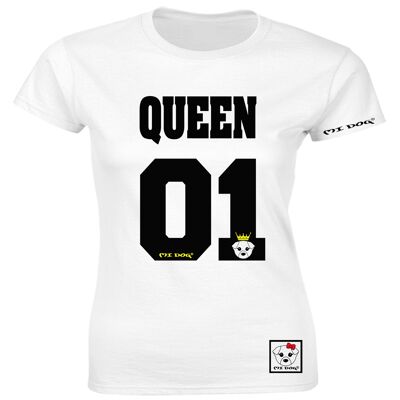Mi Dog, Damen, Queen Crown, 01, tailliertes T-Shirt, weiß