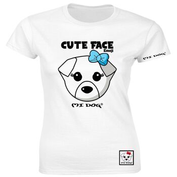 Mi Dog, Femme, Icône Emoji mignon, T-shirt ajusté, Blanc 1