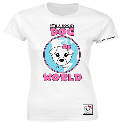 Mi Dog, Womens, It's A Doggy Dog World, Fitted T Shirt,  White