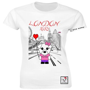 Mi Dog, Femme, Mi Dog In London City T-shirt ajusté, Blanc 1
