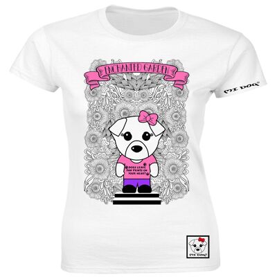 Mi Dog, Femme, Mi Dog In The Enchanted Garden T-shirt ajusté, Blanc