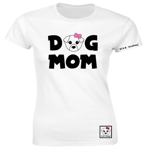 Mi Dog, Womens, Dog Mom Fitted T Shirt ,  White