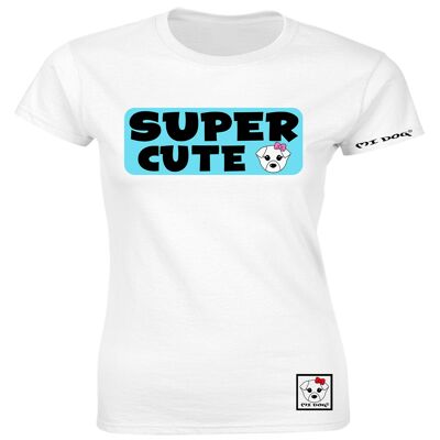Mi Dog, Femme, Insigne bleu classique super mignon, T-shirt ajusté, Blanc
