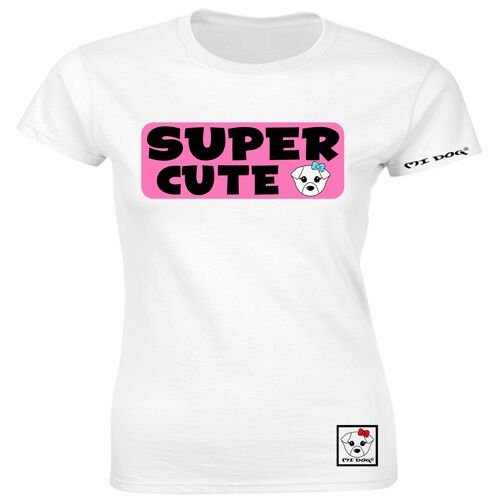 Mi Dog, Womens, Super Cute Classic Pink Badge Fitted T Shirt ,  White