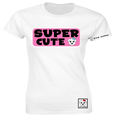 Mi Dog, T-shirt ajusté avec badge rose classique super mignon pour femme, blanc