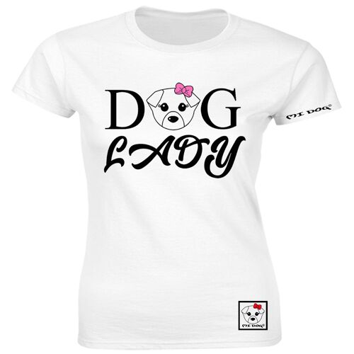 Mi Dog, Womens, Dog Lady Fitted T Shirt ,  White