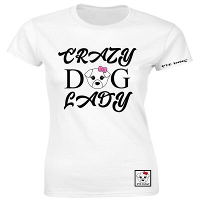 Mi Dog, Womens, Crazy Dog Lady Fitted T Shirt ,  White