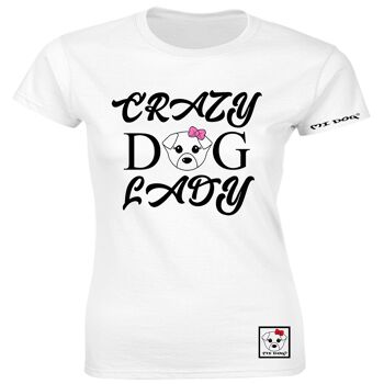 Mi Dog, Femme, Crazy Dog Lady T-shirt ajusté, Blanc 1
