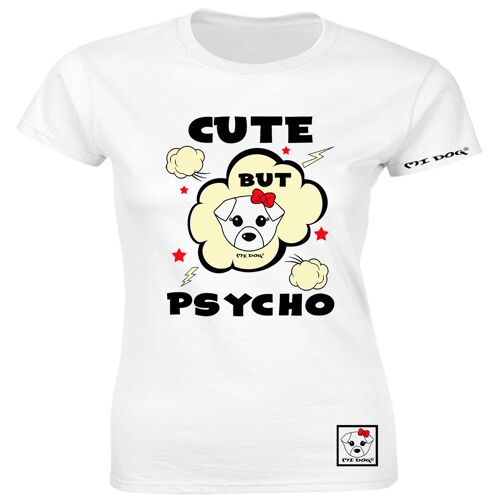 Mi Dog, Womens, Cute But Psy Fitted T Shirt ,  White