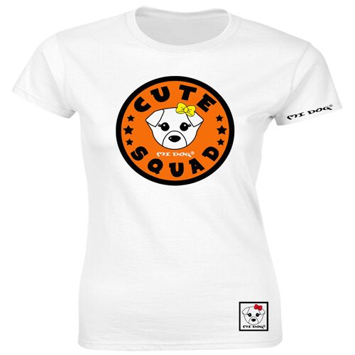Mi Dog, Womens, Cute Squad Orange Badge LogoFitted T Shirt ,  White