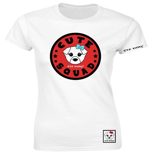 Mi Dog, Womens, Cute Squad Red Badge Logo Fitted T Shirt ,  White