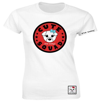 Mi Dog, T-shirt ajusté avec logo mignon Squad Red Badge pour femme, blanc 1