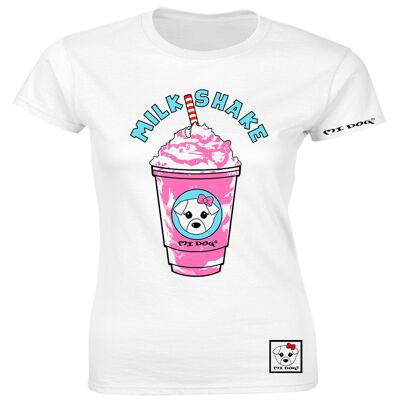 Mi Dog, T-shirt aderente da donna, milkshake, bianca