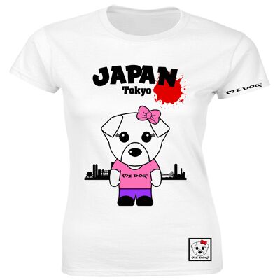 Mi Dog, Damen, Mi Dog In Japan Tailliertes T-Shirt, Weiß