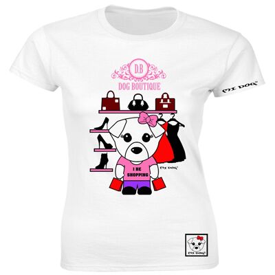Mi Dog, Mujer, I Be Shopping Fitted T Shirt, Blanco
