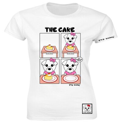 Mi Dog, Womens, Cake Cartoon Comic-Sequenz, Schuld ist die Katze Tailliertes T-Shirt, Weiß