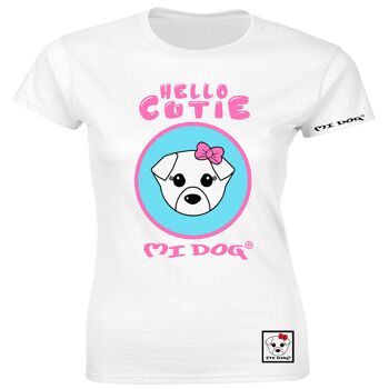 Mi Dog, Femme, T-shirt ajusté Hello Cutie, Blanc 1