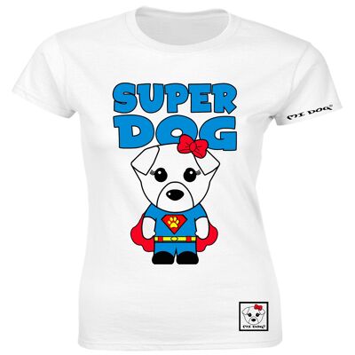 Maglietta aderente Mi Dog, da donna, Superdog, bianca