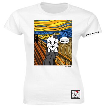 Mi Dog, Womens The Scream Edvard Munch Peinture Inspirée, T-shirt ajusté, Blanc 1