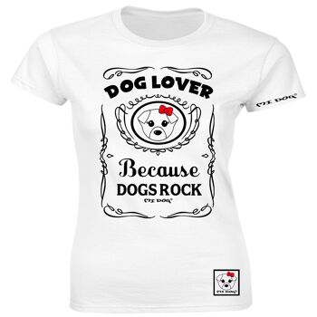 Mi Dog, Femme, Parce que les chiens font du rock, T-shirt ajusté, Blanc 1