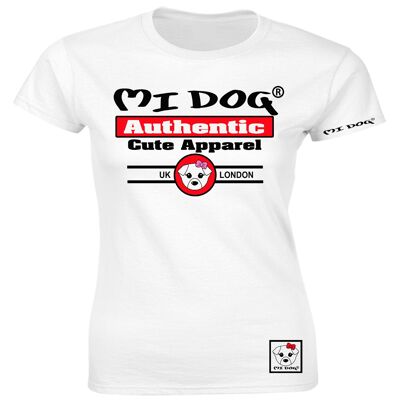 Mi Dog, Damen, süße authentische Kleidung, tailliertes T-Shirt, weiß
