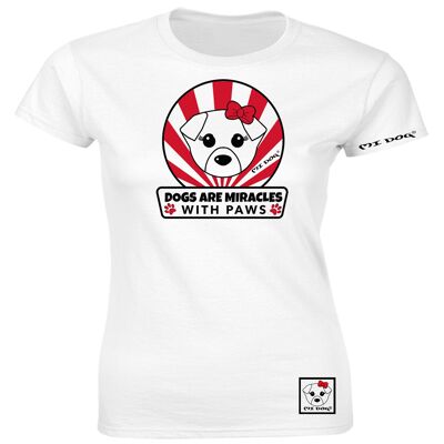 Mi Dog, mujer, Dogs Are Miracles With Paws, camiseta entallada, blanco