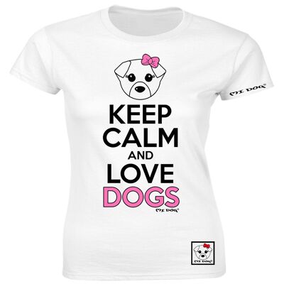 Mi Dog, Womens, Keep Calm And Love Dogs, Fitted T Shirt,  White