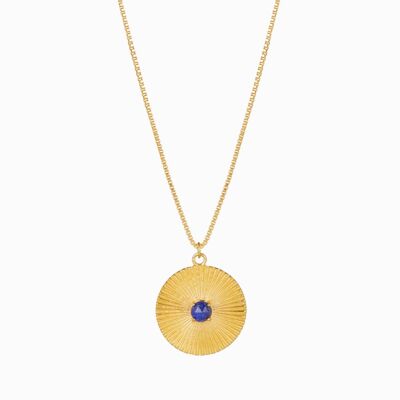 Golden Lapis Lazuli Sundial Pendant Extra Large P-Q