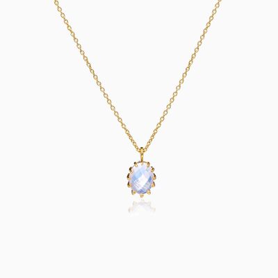 Gold Necklace with Oval Moonstone Pendant - Moonstone
