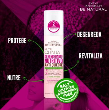 Nutri Quinoa. Démêlage. Alimentation globale. Parfait pour les cheveux traités chimiquement. Contenu 200 millilitres. 7