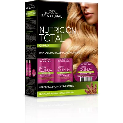 Nutri Quinua. Pack formato viaje. Champú, acondicionador y mascarilla. Nutrición total. Perfecta para cabellos procesados químicamente.