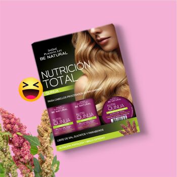 Nutri Quinoa. Pack format voyage. Shampooing, revitalisant et masque. Alimentation globale. Parfait pour les cheveux traités chimiquement. 2
