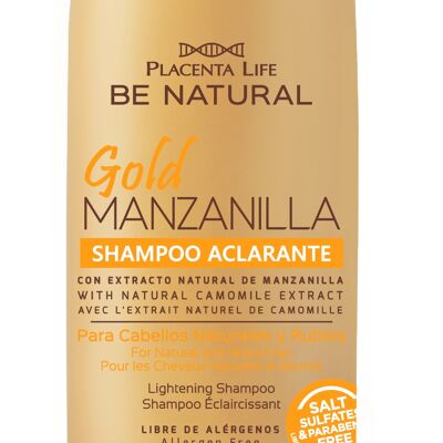 Gold Manzanilla, Champú. Aclarante para el cabello natural. Cabellos naturales y rubios. Contenido 350 mililitros.