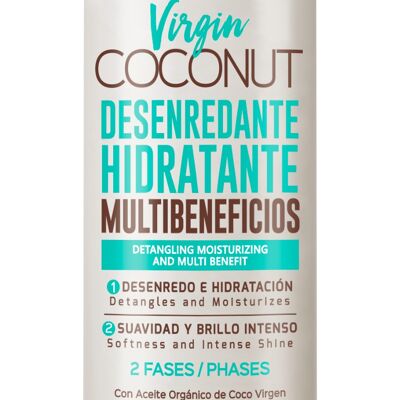 Virgin Coconut. Antifrizz with Coconut Oil. Total restoration. Hydrates and regenerates your hair. Content 200 ml.
