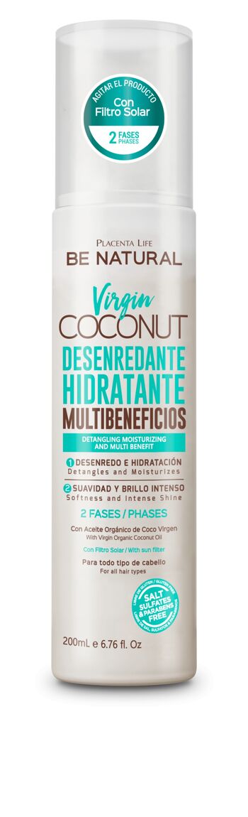 Noix de coco vierge. Anti-frisottis à l'huile de noix de coco. Restauration totale. Hydrate et régénère vos cheveux. Contenu 200 ml. 1