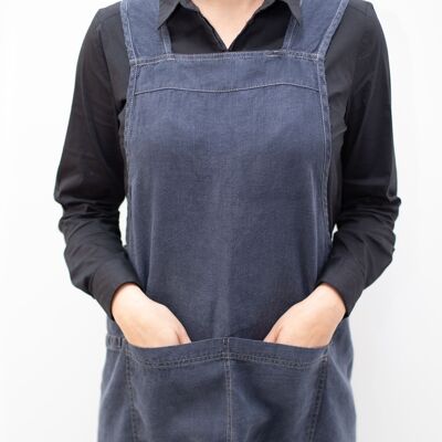 100% LINEN Japanese apron - Midnight blue