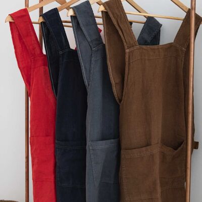 100% LINEN Japanese Apron - Red