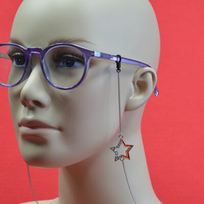 STAR - Catena per occhiali in metallo con motivo a stella