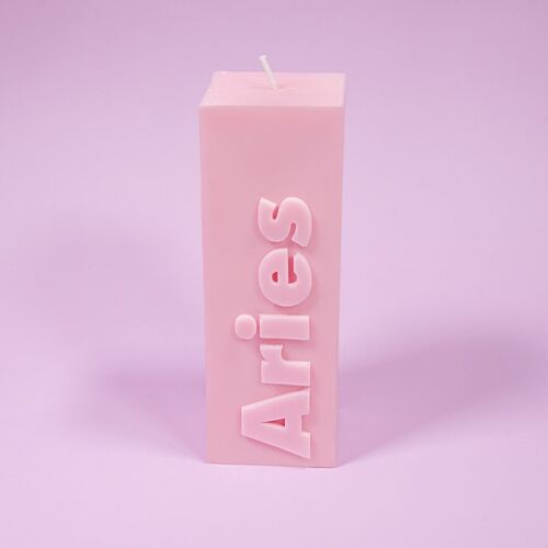 Aries Zodiac Block Pillar Candle