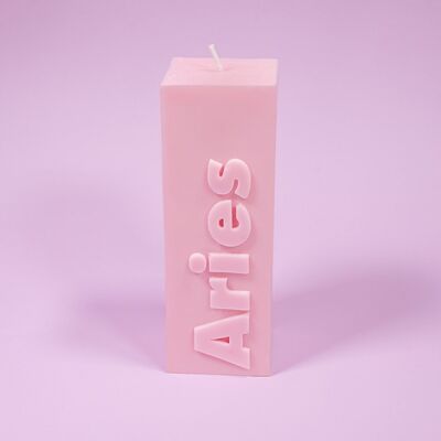 Aries Zodiac Block Pillar Candle