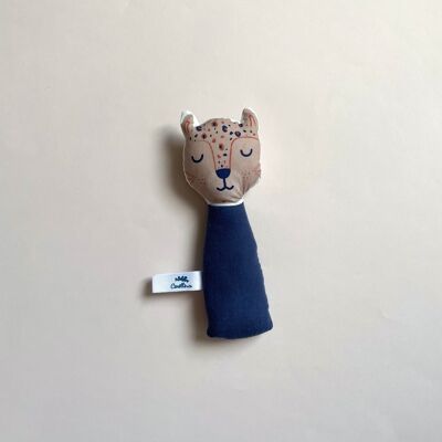 Navy blue panther gling-gling rattle